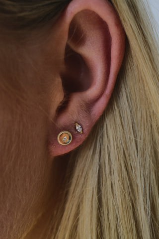 9ct Yellow Gold Flat Star Set Cz Earrings