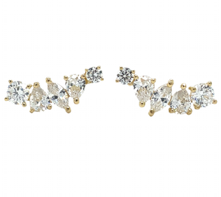 9ct Yellow Gold Cz Climber Stud Earrings