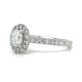Kathryn - Platinum Laboratory Grown 1.50ct Round Brilliant Diamond Halo Engagement Ring With Castle Set Shoulders