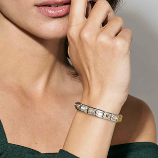 CHARM, COMPOSABLE LINK, STAINLESS STEEL AND GOLD ENGRAVEABLE PLATE