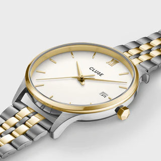 Cluse Minuit Date Watch Steel, Coconut Milk, Bicolor