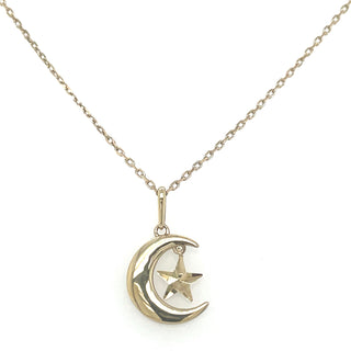 9ct Yellow Gold Star And Moon Necklace