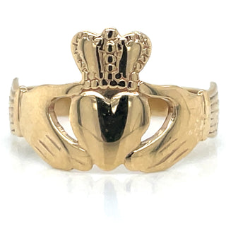 Vintage 9ct Yellow Gold Ladies Claddagh Ring