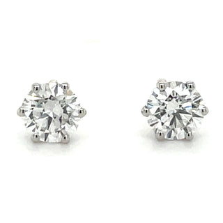 14ct White Gold 0.74ct-0.76ct Round Six Claw Laboratory Grown Diamond Earrings