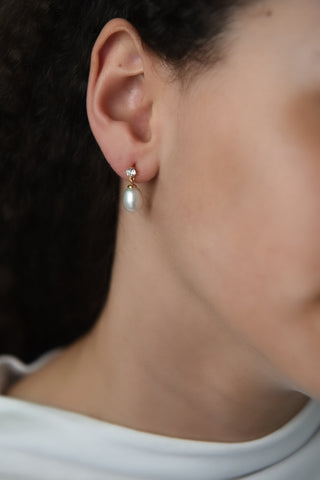 Sterling Silver CZ Stud with Pearl Drop