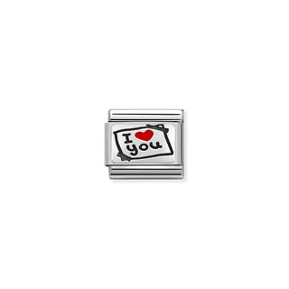 Composable Classic SYMBOLS in stainless steel,enamel and 925 sterling silver Post-It I Love You Red Heart
