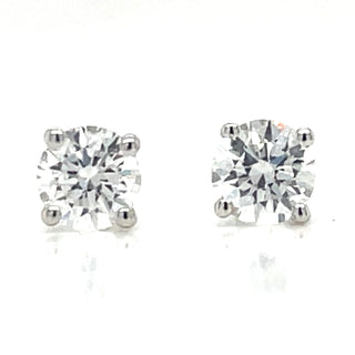 14ct White Gold 1.52ct four Claw Round Diamond Stud Earrings
