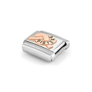 Composable Classic Symbols in stainless steel with 9k rose gold and CZ Sisters Knot