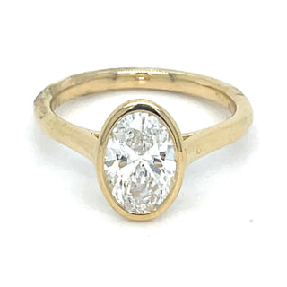 Callie - 18ct Yellow Gold Laboratory Grown 1.51ct Oval Rubover Set Diamond Ring