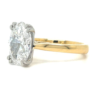 Celine - 18ct Yellow Gold Double Claw Laboratory Grown 3.02ct Oval Solitaire Diamond Ring