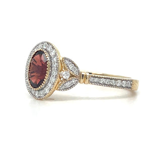 9ct Yellow Gold Earth Grown 1.37ct Ruby And Diamond Halo Ring