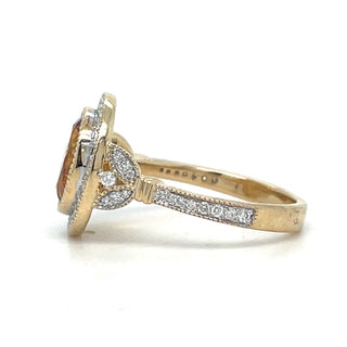 9ct Yellow Gold Earth Grown 2.52ct Oval Citrine and Diamond Halo Ring