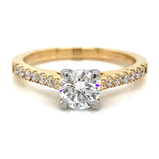 Penelope-18ct Yellow Gold 0.60ct Solitaire Earth Grown Diamond Engagement Ring With Castle Set Shoulders