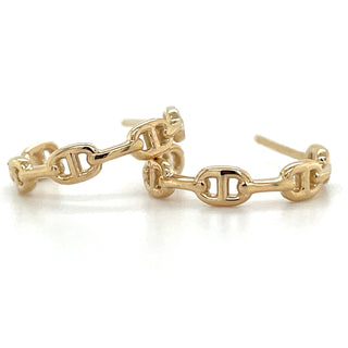 9ct Yellow Gold Mariner Link Hoop Earrings