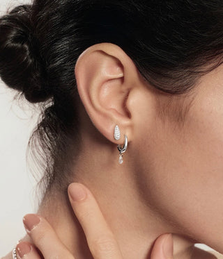 Ania Haie Silver Teardrop Dangle Huggie Hoop Earrings