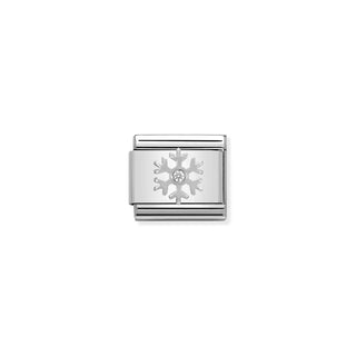 Classic SYMBOLS stainless steel, enamel and 925 sterling silver White Snowflake