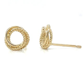 9ct Yellow Gold Plain and Twisted Circle Earrings