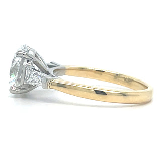 Nora - 18ct Yellow Gold 3.05ct Laboratory Grown Round Brilliant Diamond Ring With Two Side Baguette Cut Diamonds