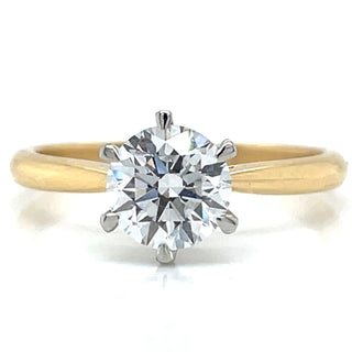 Addie - 18ct Yellow Gold Six Claw Laboratory Grown 1.07ct Solitaire Round Brilliant Diamond Ring