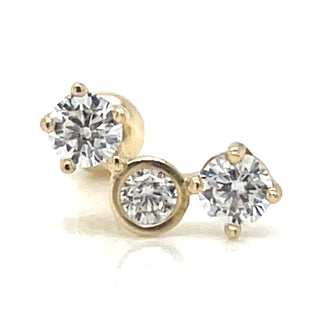 9ct Yellow Gold Triple Cz Single Earring