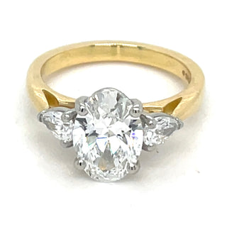 Nessa - 18ct Yellow Gold Laboratory Grown 1.30ct Pear And Oval Three Stone Diamond Ring