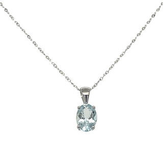 9ct White Gold Pear Aquamarine Pendant