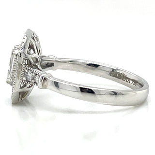 Ada - 18ct White Gold Laboratory Grown 1.01ct Emerald Cut Diamond Halo Ring