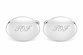 Sterling Silver Plain Oval Cufflinks