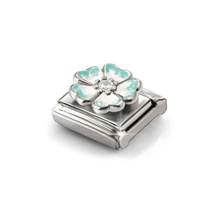 COMPOSABLE CL SYMBOLS stainless steel, enamel, Cubic Zirconia and 925 sterling Green Flower