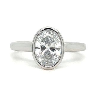 Sutton - Platinum Laboratory Grown Rubover 1.52ct - 1.54ct Oval Solitaire Diamond Ring