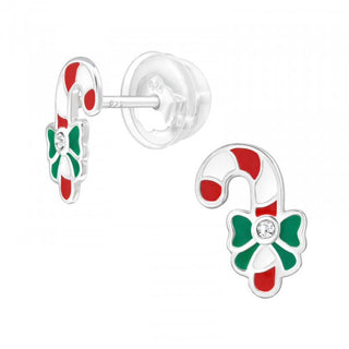 Children’s Sterling Silver Candy Cane Earrings