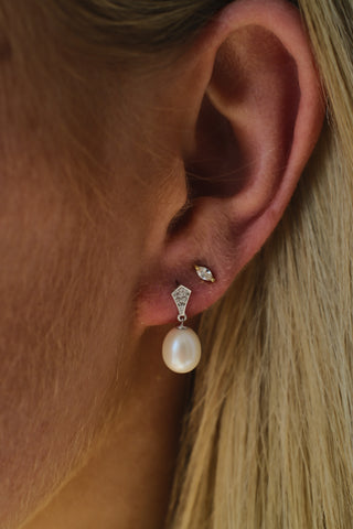 9ct White Gold Freshwater Pearl Drop Earrings