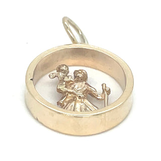 Vintage 9ct Yellow Gold Oval St Christopher Medal Pendant