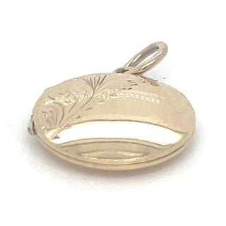 Vintage 9ct Yellow Gold Half Engraved Round Locket Pendant