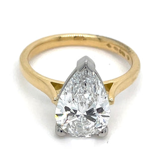 Ada - 18ct Yellow Gold 3.01ct Laboratory Grown Pear Solitaire Diamond Engagement Ring
