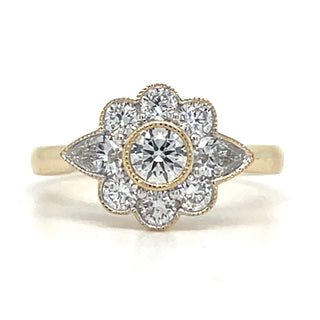 14ct Yellow Gold Floral Laboratory Grown 0.92ct Diamond Ring