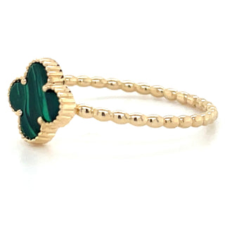 9ct Yellow Gold Malachite Clover Ring