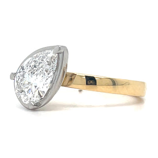 Mae- 18t Yellow Gold 2.01ct Laboratory Grown Pear Diamond Bezel Set Solitaire Engagement Ring