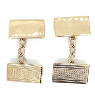 Vintage 9ct Yellow Gold Plain And Detailed Cufflinks