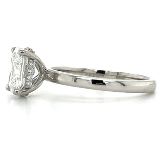 Grace - Platinum 1.58ct Laboratory Grown Elongated Cushion Cut Diamond Ring With Hidden Halo