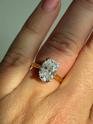 Celine - 18ct Yellow Gold Double Claw 3.04ct / 3.09ct Laboratory Grown Oval Cut Solitaire Diamond Engagement Ring