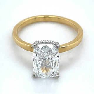 Ariana - 18ct Yellow Gold 2.69ct Laboratory Grown Cushion Solitaire Diamond Engagement Ring With Hidden Halo