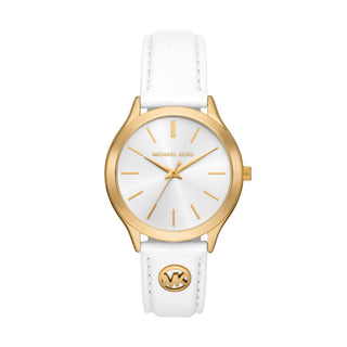 Michael Kors- Slim Runway Gold-Tone and Leather Watch