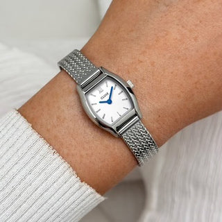 Cluse Tonnette Mini Watch Mesh, White, Silver Colour