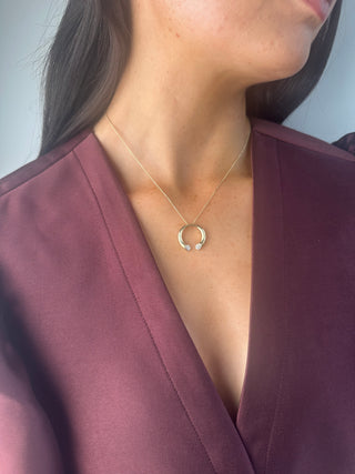 9ct Yellow Gold Bezel Set Pear 0.33ct Laboratory Grown Diamond Wishbone Necklace