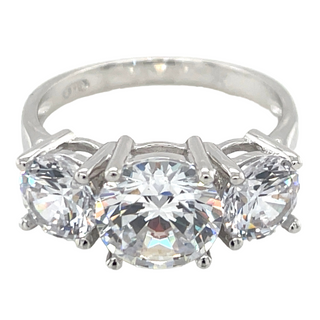 Sterling Silver Three Stone CZ Ring