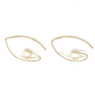 9ct Yellow Gold Curve Pearl Earrings