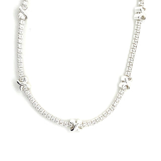 Sterling Silver Kiss Tennis Necklace