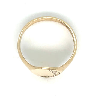 Vintage 9ct Yellow Gold Oval Signet Ring With Engraved Detail