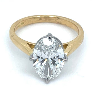 18ct Yellow Gold Laboratory Grown 3.02ct Oval Solitaire Diamond Ring